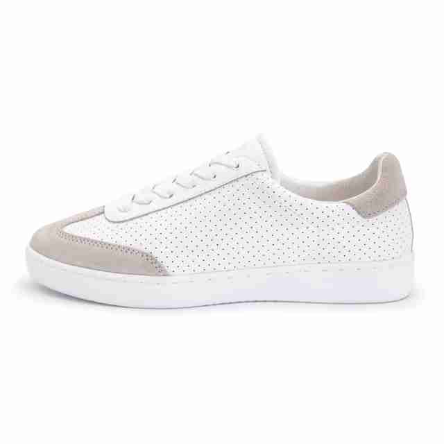 Suny Anna Kern 7020 Suède Wit-Beige Danssneakers met Volledig Zool