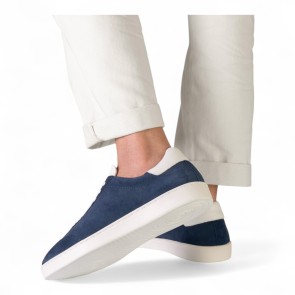 Blauwe heren danssneakers van suede volledige zool Suny 7405