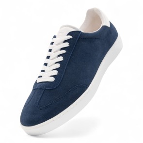 Blauwe heren danssneakers van suede volledige zool Suny 7405 met veters