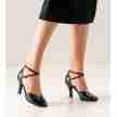 Werner Kern Asta zwart leer dames dansschoenen flare hak 8 cm hoog tango latin