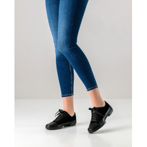 Suny Anna Kern  145 Dames Zwarte Nappa-Nubbuk Danssneakers met Splitzool
